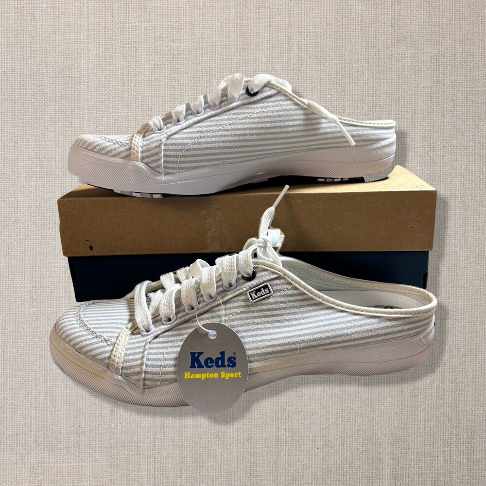 Keds Hampton Sport Blue Stripe Mule Sneakers Women’s 7 Deadstock NOS